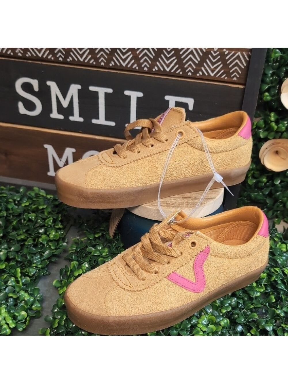 Sassy Suede & Popn Pink Leather Ladies Vans - Picture 11 of 14